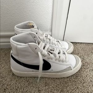 White and black nike blazers 5 in womens .